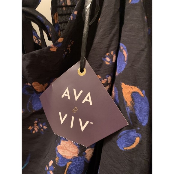 Ava & Viv Women's Plus Size 4X Floral Print Long Sleeve Blouse Top - Picture 4 of 9